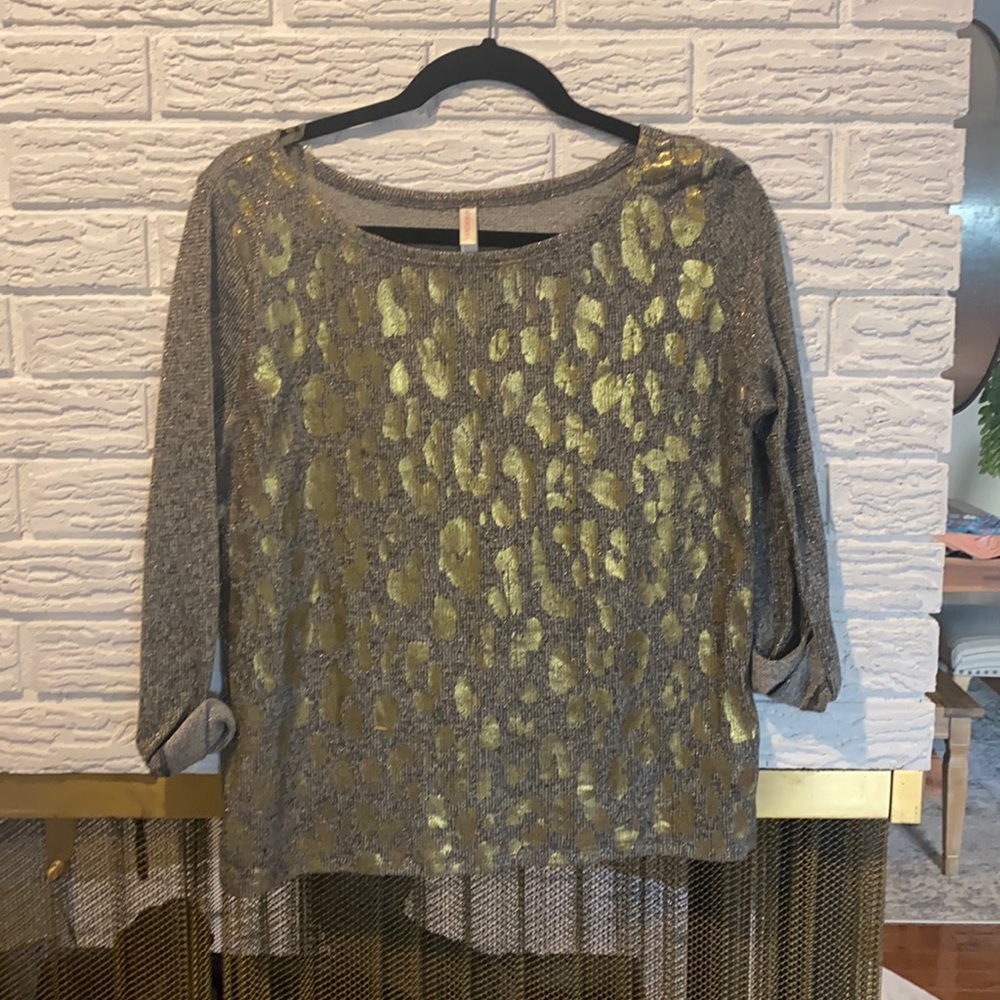 Grey and gold cheetah print sweater